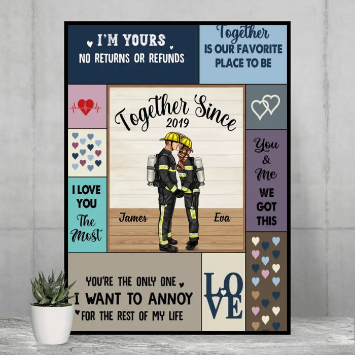 Together Since Custom Year - Personalized Gifts Custom Poster For Firefighter Nurse Police Military Couples