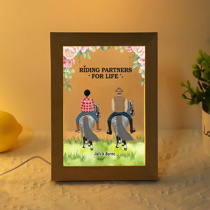 Adventures Together Forever - Personalized Gift Custom Photo Frame Lamp, Gift For Couples, Horse Riding Lovers