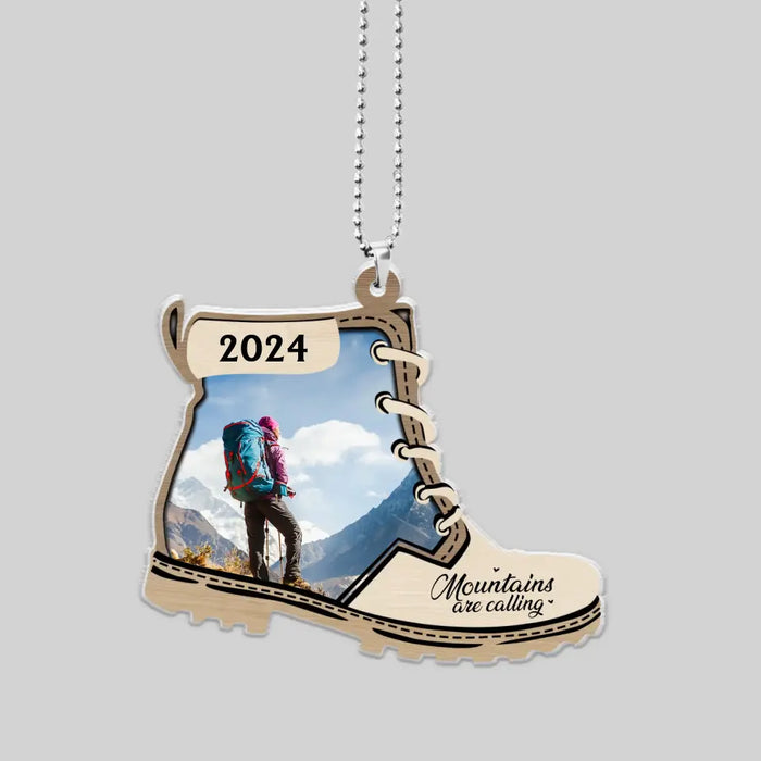 Mountains Are Calling - Personalized Photo Gifts Custom Car Ornament For Hiking Lovers