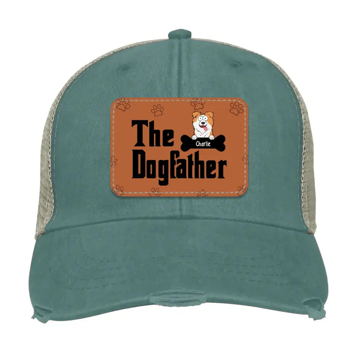 Personalized The Dog Father Hat, Custom Dog Dad Hat, Gift for Dad Hat, Dog Dad Leather Patch Hat, Dog Dad Distressed Hat
