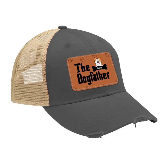 Personalized The Dog Father Hat, Custom Dog Dad Hat, Gift for Dad Hat, Dog Dad Leather Patch Hat, Dog Dad Distressed Hat