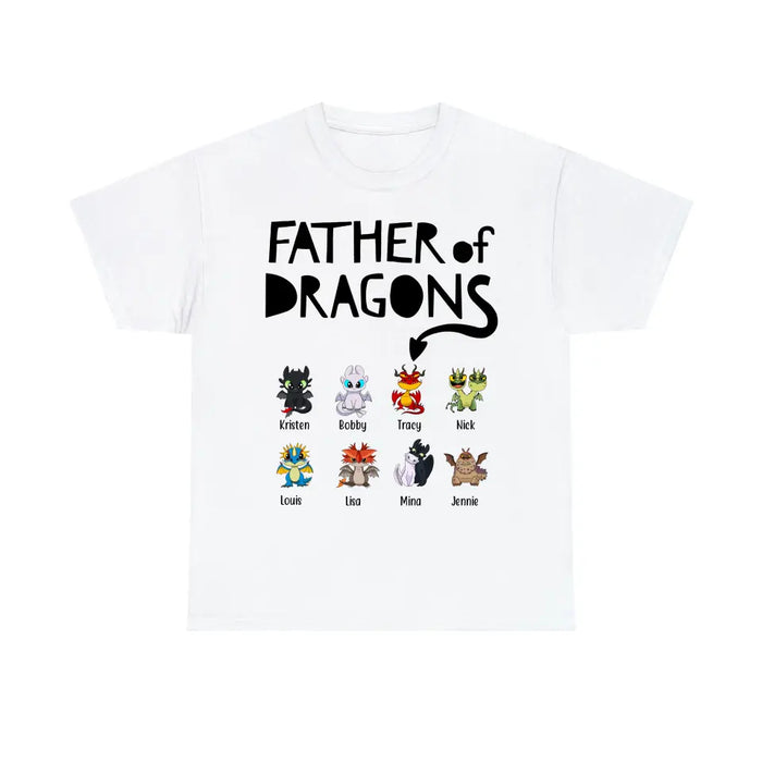 Father Of Dragons - Personalized Baby Dragons Children's Names Shirt For Father, Father's Day Gifts for Dragon Lovers