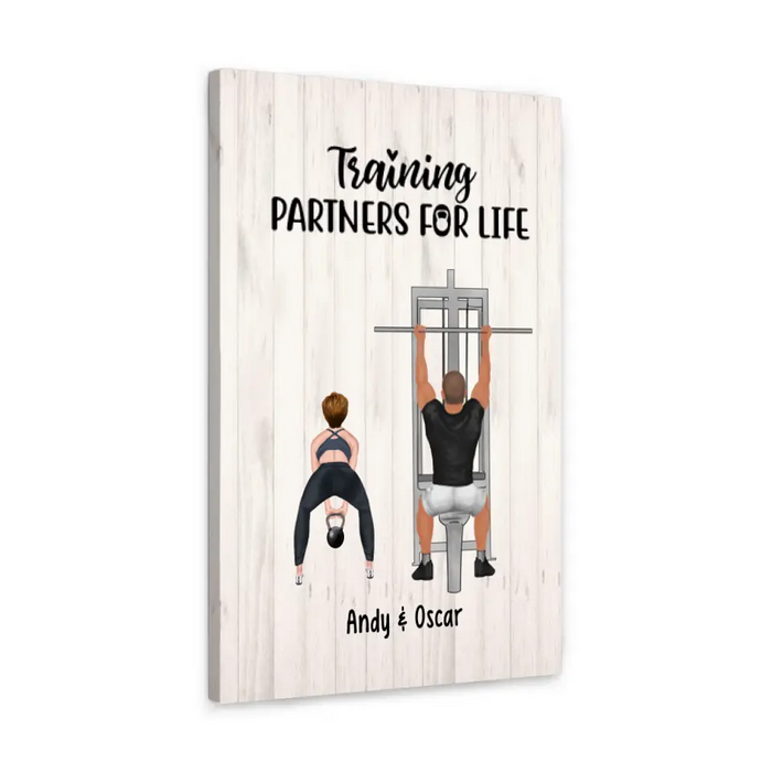 Training Partners for Life - Personalized Gifts Custom Gym Canvas for Couples, Gym Lovers