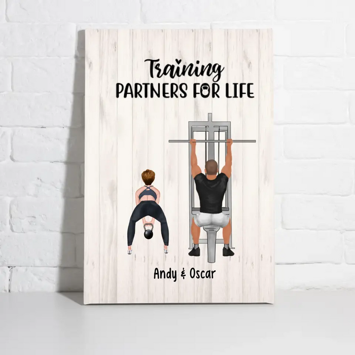 Training Partners for Life - Personalized Gifts Custom Gym Canvas for Couples, Gym Lovers