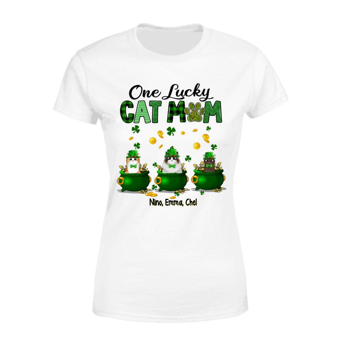 Lucky Cats - Personalized Gifts for Cat Custom Cat Mom Shirt, Cat Lover