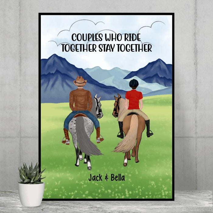 Horse Riding Couple And Friends - Personalized Poster For Friends, Couples, Family, Horseback Riding