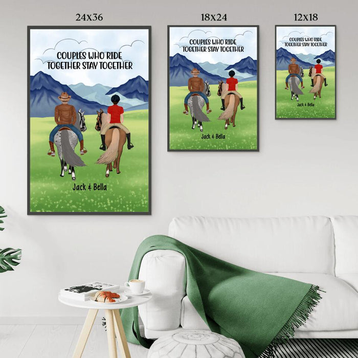 Horse Riding Couple And Friends - Personalized Poster For Friends, Couples, Family, Horseback Riding
