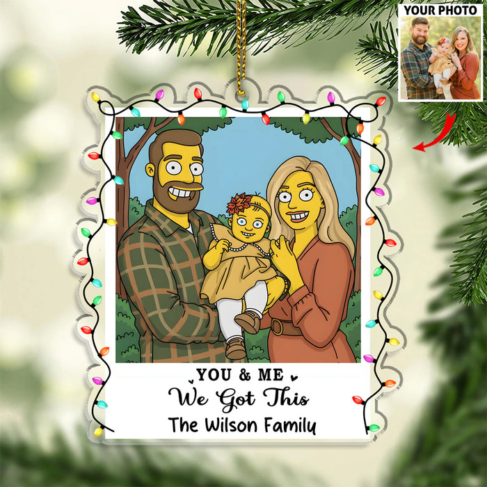 Personalized Simpsons Style Couple Portrait Acrylic Ornament, Custom Cartoon Photo Ornament Gift For Couples, Engagement Gift, Anniversary Couples Gift
