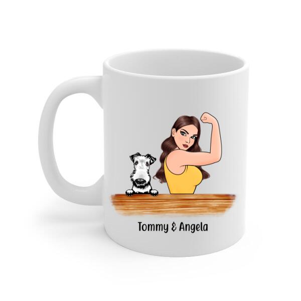 Personalized Mug, Strong Woman Rocking The Dog Mom Life Custom Gift For Dog Mother