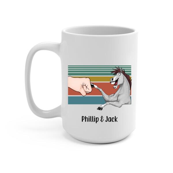 Personalized Mug, Funny Horse Punching Hand With Hooman Custom Gift For Horse Lovers