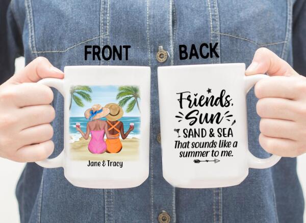 Personalized Mug, Beach Sisters, Gift for Beach Lovers