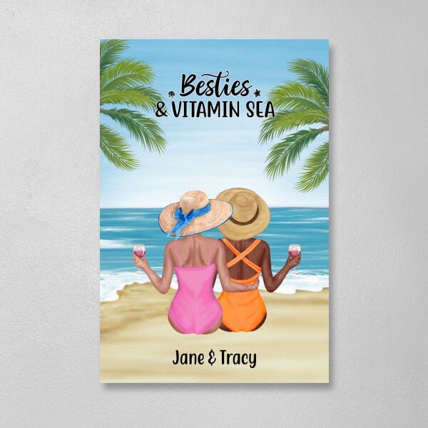 Personalized Canvas, Beach Sisters, Gift for Beach Lovers