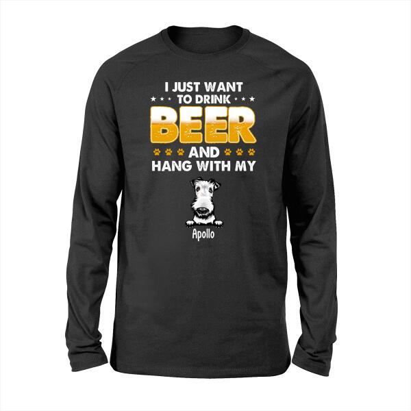 Personalized Shirt, I Just Want to Drink Beer and Hang Out with My Pets, Gift for Dog and Cat Lovers