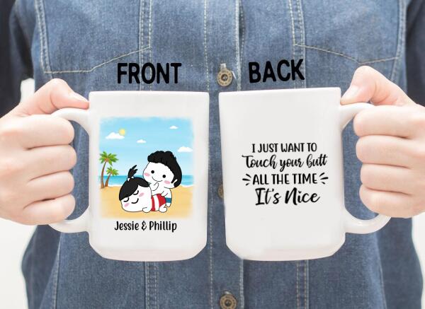 Personalized Mug, Just Want To Touch Your Butt, Naughty Gifts For Couple