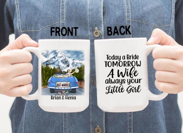 Personalized Mug, Just Married Couple Driving, Gift For Couples