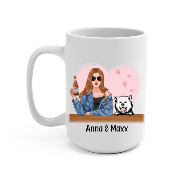 Personalized Mug, A Girl With Her Dogs, Gift For Dog Lovers