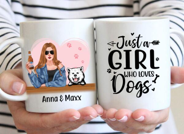 Personalized Mug, A Girl With Her Dogs, Gift For Dog Lovers