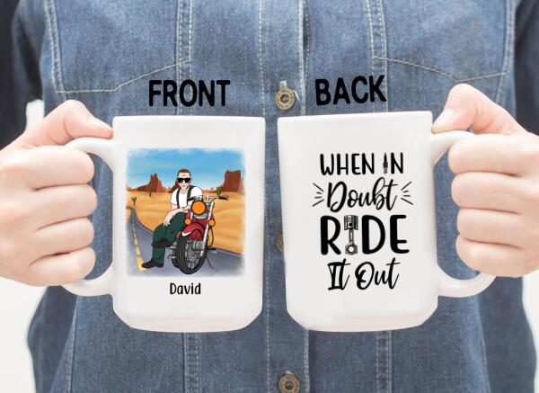 Personalized Mug, Old Man Biker Sitting Custom Gift For Motorcycle Lovers