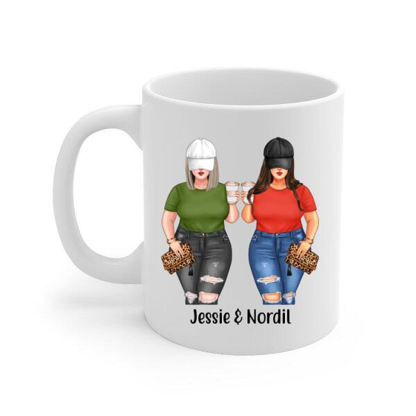 Personalized Mug, Chubby Sisters Drink Together, Gift For Sisters And Friends