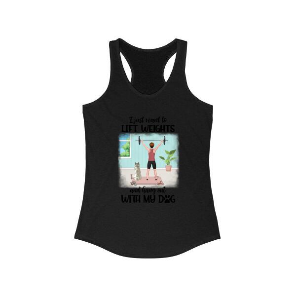 Personalized T-shirt, Woman Lifting Weights With Dogs, Gift for Dogs Lovers, Fitness Lovers