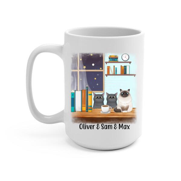 All I Need Is My Cat, Coffee, and Good Books - Personalized Gifts Custom Coffee Mug for Cat Mom, Coffee Lovers
