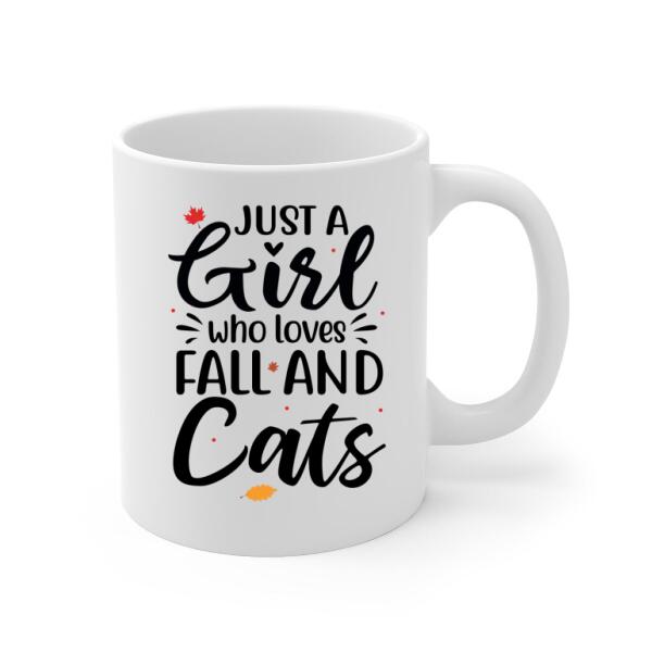 Personalized Mug, A Girl Who Loves Fall And Cats, Fall Gift For Cat Lovers