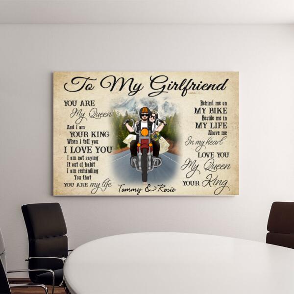 Personalized Canvas, Old Motorcycle Couple, Happy Wedding Anniversary, Gift for Her, Gift for Bikers, Couple