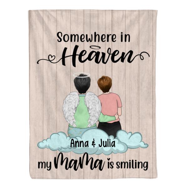 Somewhere in Heaven My Mama is Smiling - Personalized Gifts Custom Memorial Blanket for Mom, Memorial Gifts