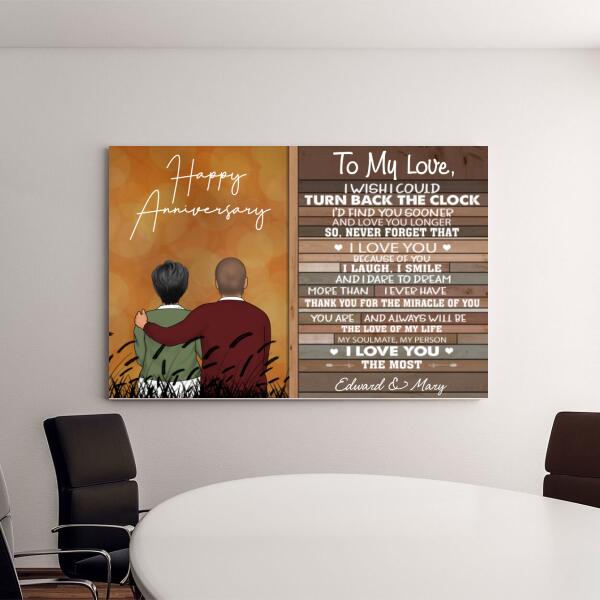 Personalized Canvas, To My Love Old Couple Sitting, Anniversary Gift, Gift for Couple, Parent