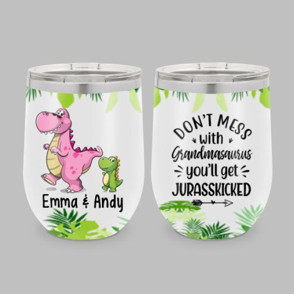 Don't Mess With Grandmasaurus - Personalized Gifts Custom Family Tumbler for Grandparents, Family Gifts
