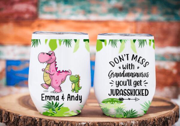 Don't Mess With Grandmasaurus - Personalized Gifts Custom Family Tumbler for Grandparents, Family Gifts