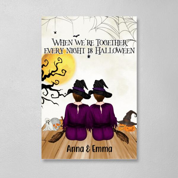 Personalized Canvas, Up To 5 Girls, Soul Sisters Trouble Makers - Halloween Gift, Gift For Sisters, Best Friends