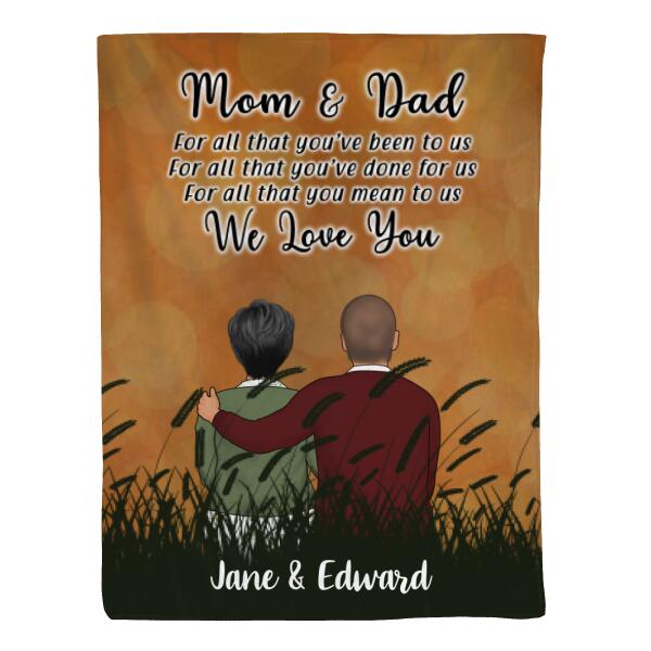 Mom and Dad We Love You - Personalized Gifts Custom Family Blanket for Dad and Mom, Family Gifts