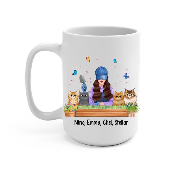 Personalized Mug, I Just Want To Work In My Garden And Hang Out With My Cats, Gift For Gardeners And Cat Lovers