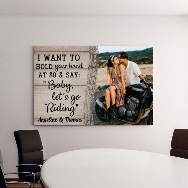 Personalized Canvas, Riding Couple Pictures, Photo Upload Gifts, Gift for Motorcycle Riders