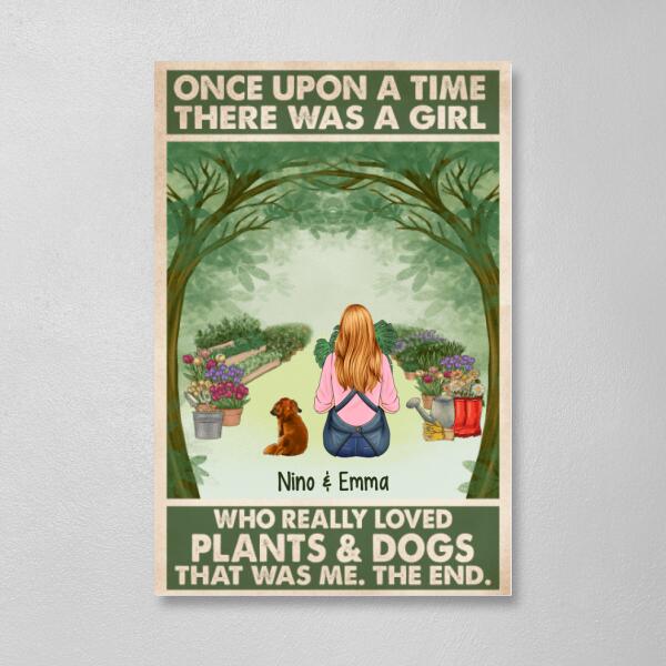 Personalized Canvas, Once Upon A Time There Was A Girl Who Really Loved Plants And Dogs, Gift For Gardeners And Dog Lovers