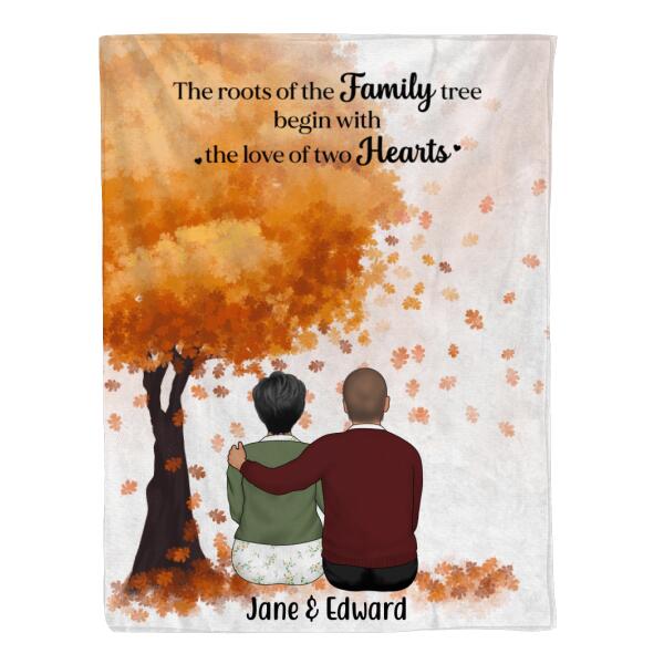 Personalized Blanket, Parents Sitting, The Roots Of A Family Tree, Anniversary Gift for Parents