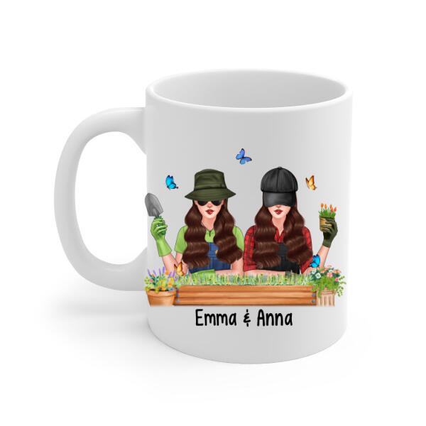 Personalized Mug, Up To 4 Girls, Garden Partners For Life, Gift For Gardeners, Sisters And Best Friends