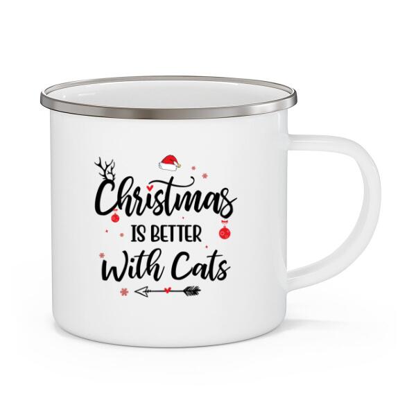 Personalized Mug, Christmas Girl And Cats, Gift For Cat Lovers