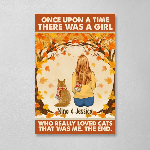Personalized Canvas, Once Upon A Time There Was A Girl Who Really Loves Cats - Fall Gift, Gift For Cat Lovers