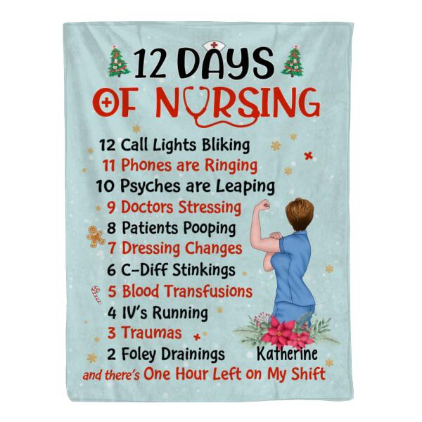 Personalized Blanket, 12 Days Of Nursing, Christmas Gift For Nurses