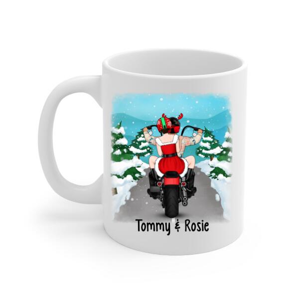 Personalized Mug, Christmas Motorcycle Couple, Christmas Gift For Motorcycle Lovers