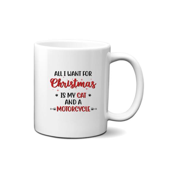 Personalized Mug, Motorcycle Girl With Cats, Christmas Gift For Bikers And Cat Lovers