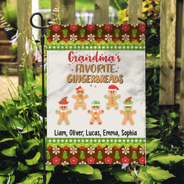 Personalized Garden Flag, Up To 5 Kids, Grandma's Favorite Gingerbreads, Christmas Gift For Grandma