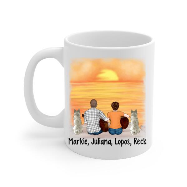 Personalized Mug, Guitar Couple With Dogs, Gift For Guitar And Dog Lovers