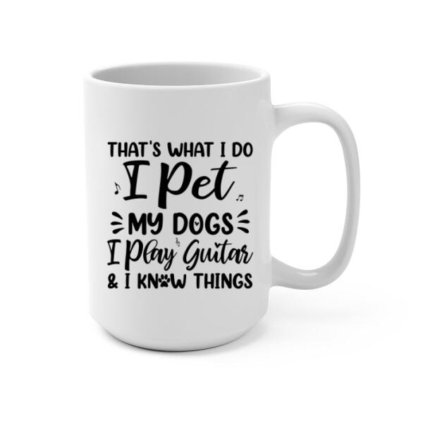 Personalized Mug, A Girl Playing Guitar With Dogs, Gift For Guitar And Dog Lovers