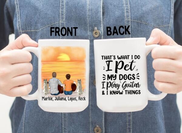 Personalized Mug, Guitar Couple With Dogs, Gift For Guitar And Dog Lovers