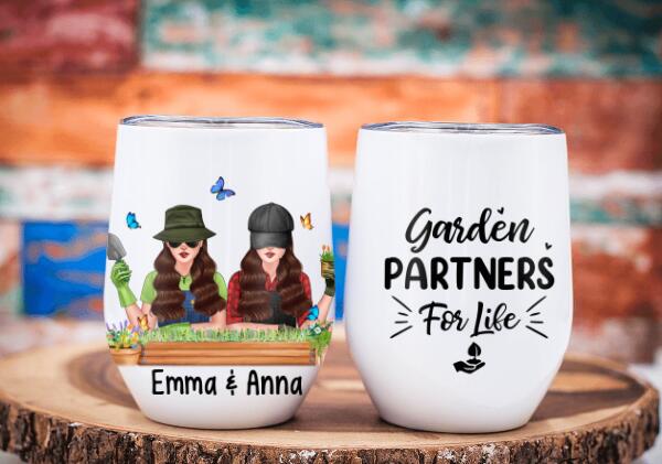 Personalized Tumbler, Up To 4 Girls, Garden Partners For Life, Gift For Gardeners, Sisters And Best Friends