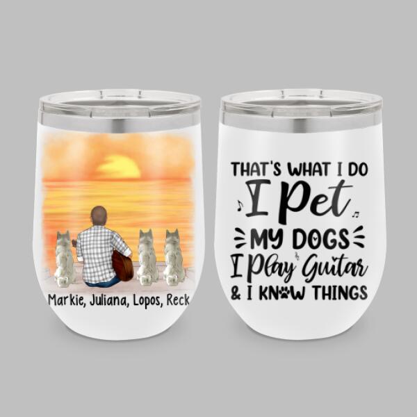 Personalized Tumbler, A Man Playing Guitar With Dogs, Gift For Guitar And Dog Lovers