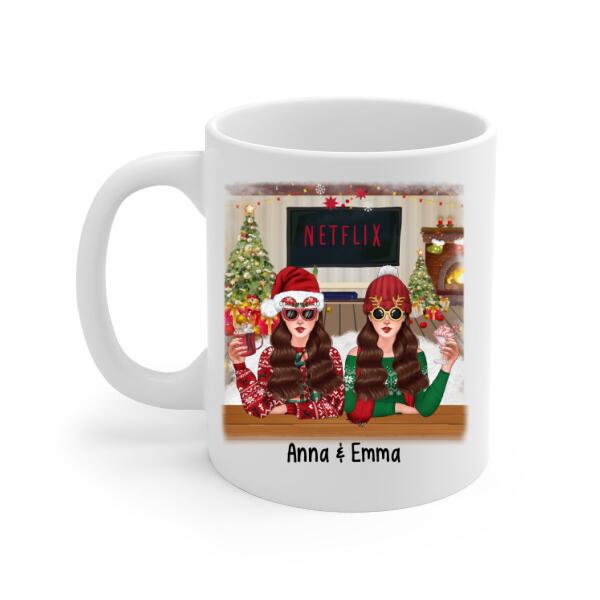 Personalized Mug, Up To 4 Girls, Christmas Besties, Christmas Gift For Sisters, Best Friends